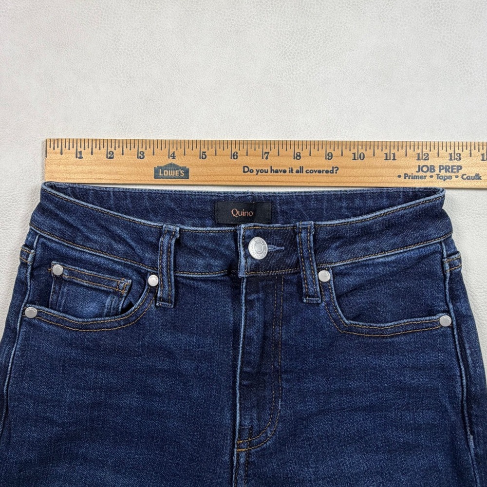 Quince Organic Cotton High Rise Wide Leg Jeans Dark Wash Womens Size 25 CZRY001 - Picture 4 of 11